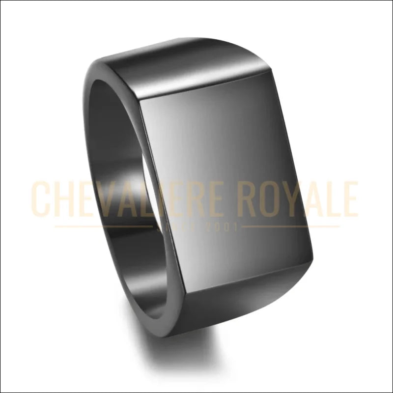 Bague chevalière personnalisée en acier – gravure photo