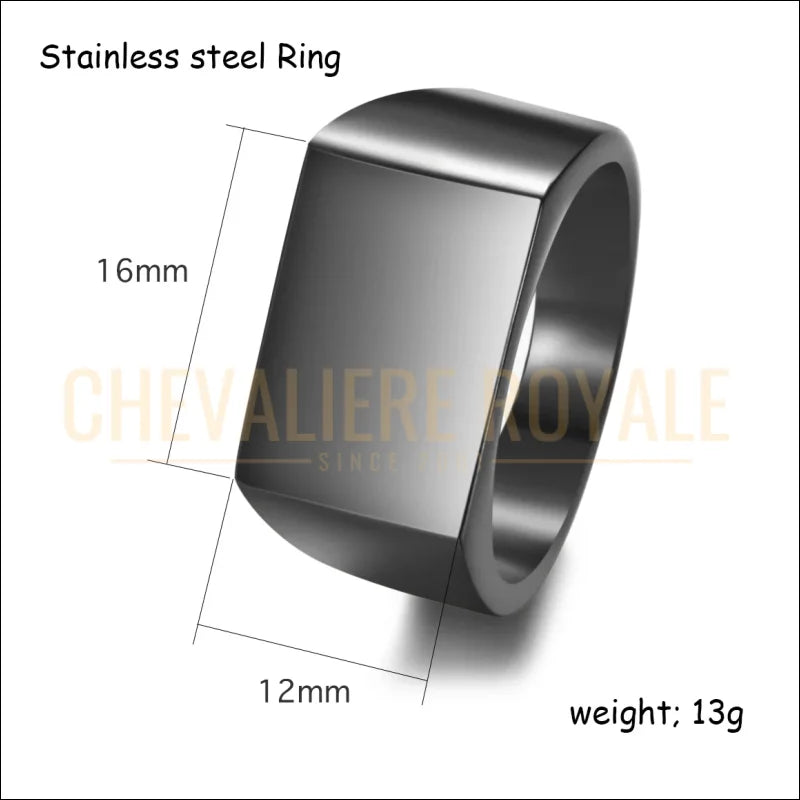 Bague chevalière personnalisée en acier – gravure photo