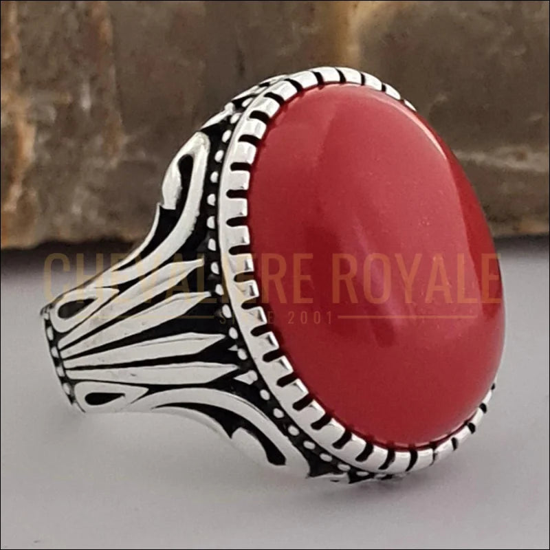 Bague-Corail-Argent-Massif-Chevaliere-Pierre-Corail-Chevaliere-royale-5