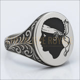 Bague Corse Tête de Maure en Argent Massif