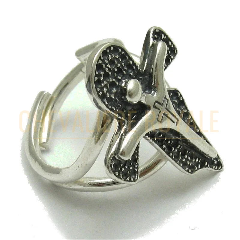 Bague Croix du Christ en Argent Massif – Fabrication Artisanale pour Femme