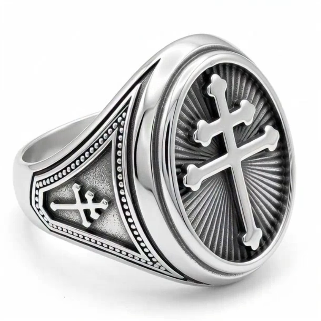 Chevalière homme argent la croix de Lorraine de Jeanne d'Arc