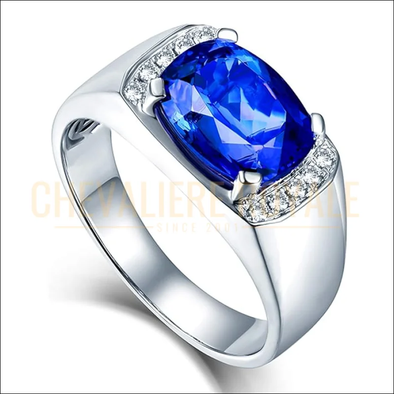 Bague de luxe – Or 18k et tanzanite naturelle certifiée 3.25 carats-Chevaliere-Royale-824