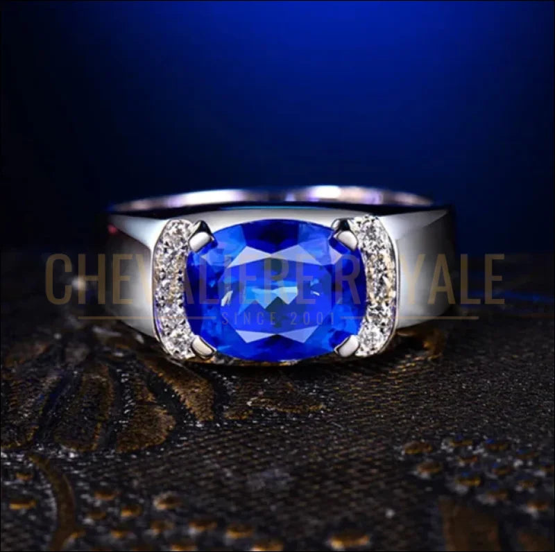Bague de luxe – Or 18k et tanzanite naturelle certifiée 3.25 carats-Chevaliere-Royale-74