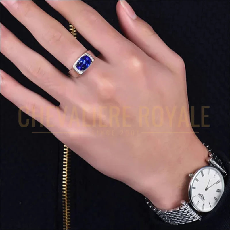 Bague de luxe – Or 18k et tanzanite naturelle certifiée 3.25 carats-Chevaliere-Royale-364