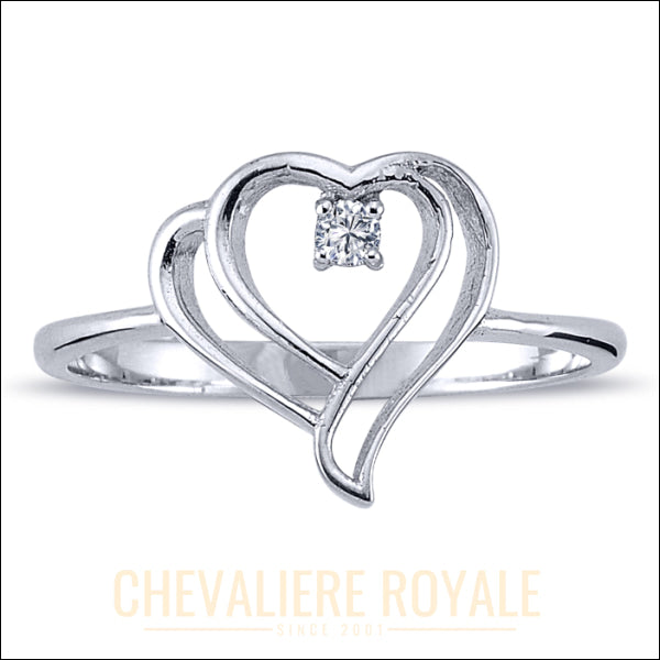 Bague de promesse en Or Blanc 14K - Un Symbole Romantique-Chevaliere Royale1