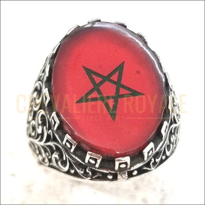 Bague drapeau marocain argent - symbole de patriotisme - 50