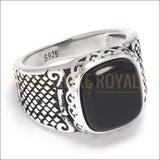 Bague en Argent 925 avec Pierre Onyx Noir pour Homme