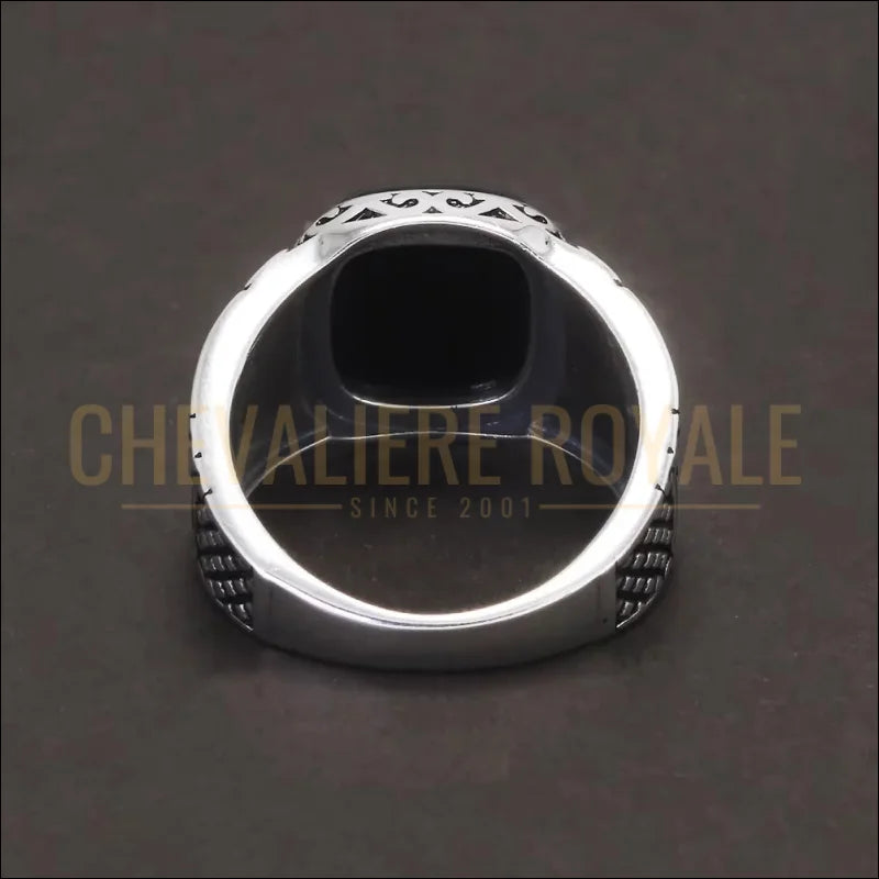 Bague en argent 925 avec pierre onyx noir pour homme
