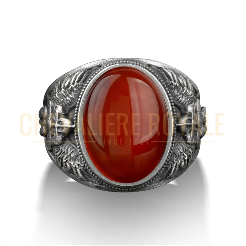 Bague en Argent et Pierre de Cornaline : Hommage à St Michel-Chevaliere Royale-55