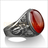 Bague en Argent et Pierre de Cornaline : Hommage à St Michel