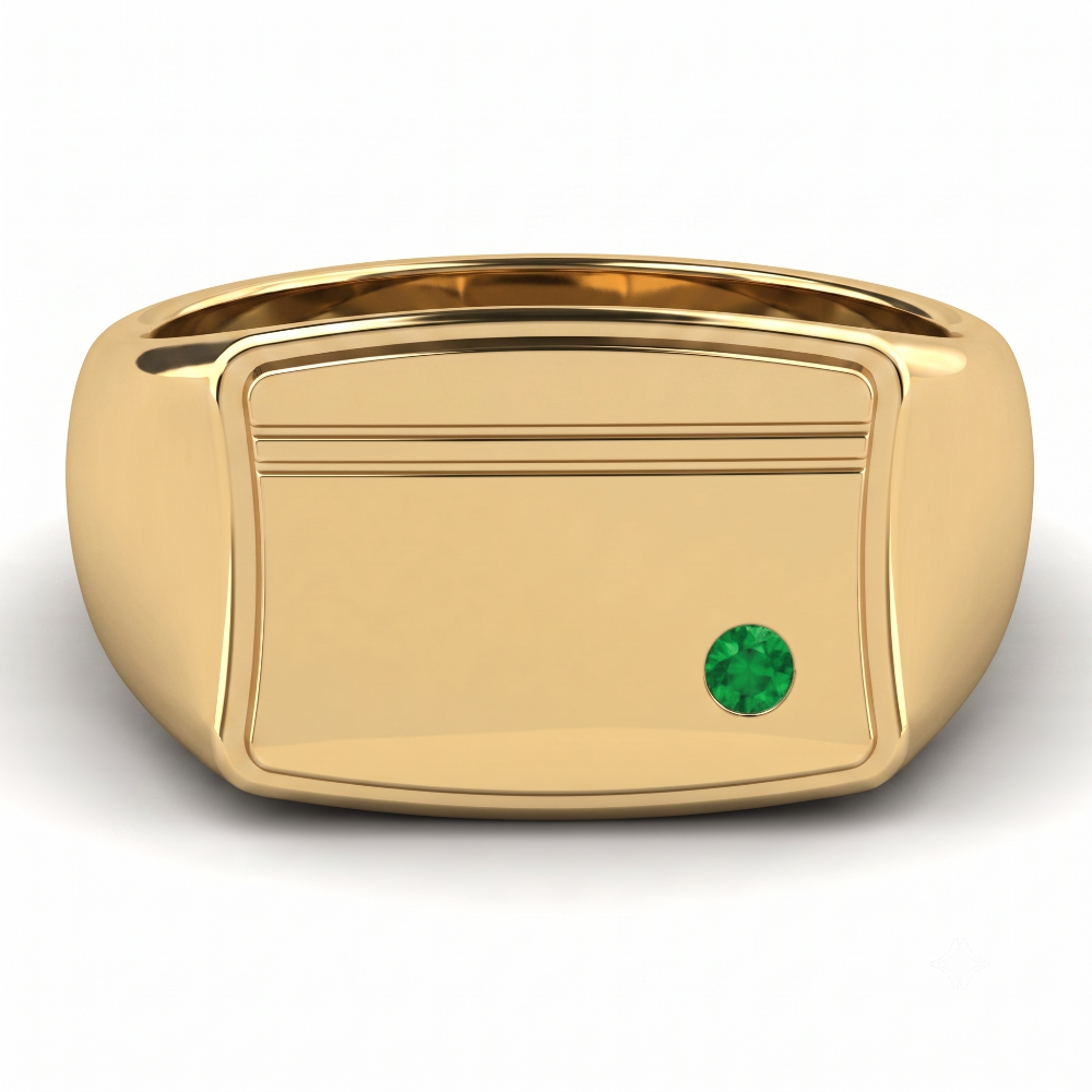 Bague Chevalière Homme Or 10-18k et Émeraude Naturelle