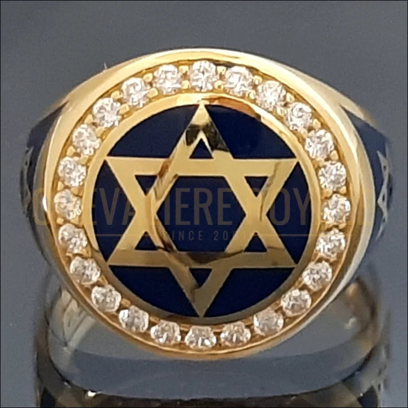 Bague Étoile du Roi David – Or Massif &amp; Émail Bleu Foncé-Chevaliere Royale-39