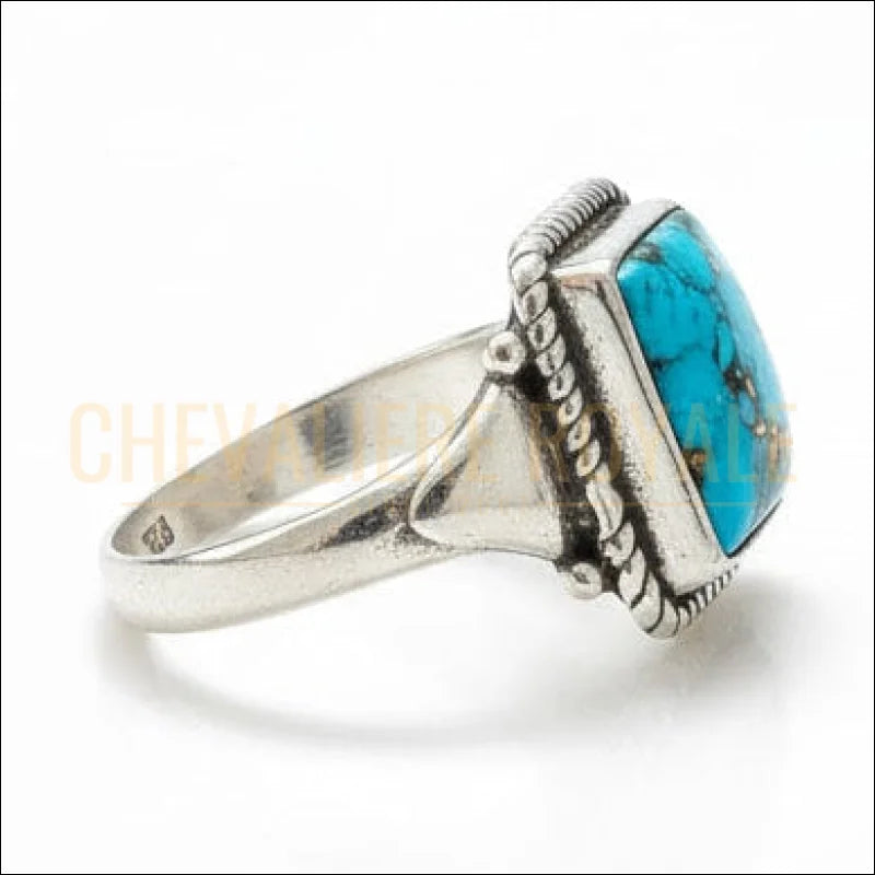 BAGUE-chevaliere-femme-argent-massif-pierre-turquie-Chevaliere-Royale