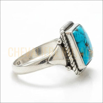 BAGUE-chevaliere-femme-argent-massif-pierre-turquie-Chevaliere-Royale