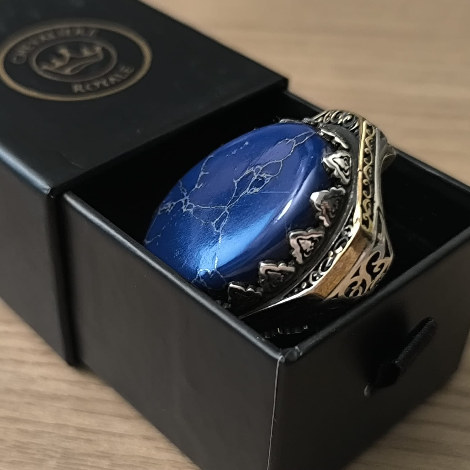 Chevalière d’Exception Argent &amp; Lapis-Lazuli (État Neuf - Moitié Prix !)