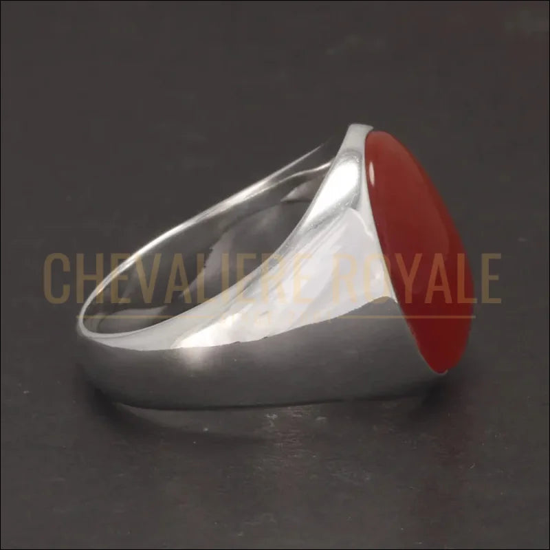 Bague homme argent et agate noire ou rouge