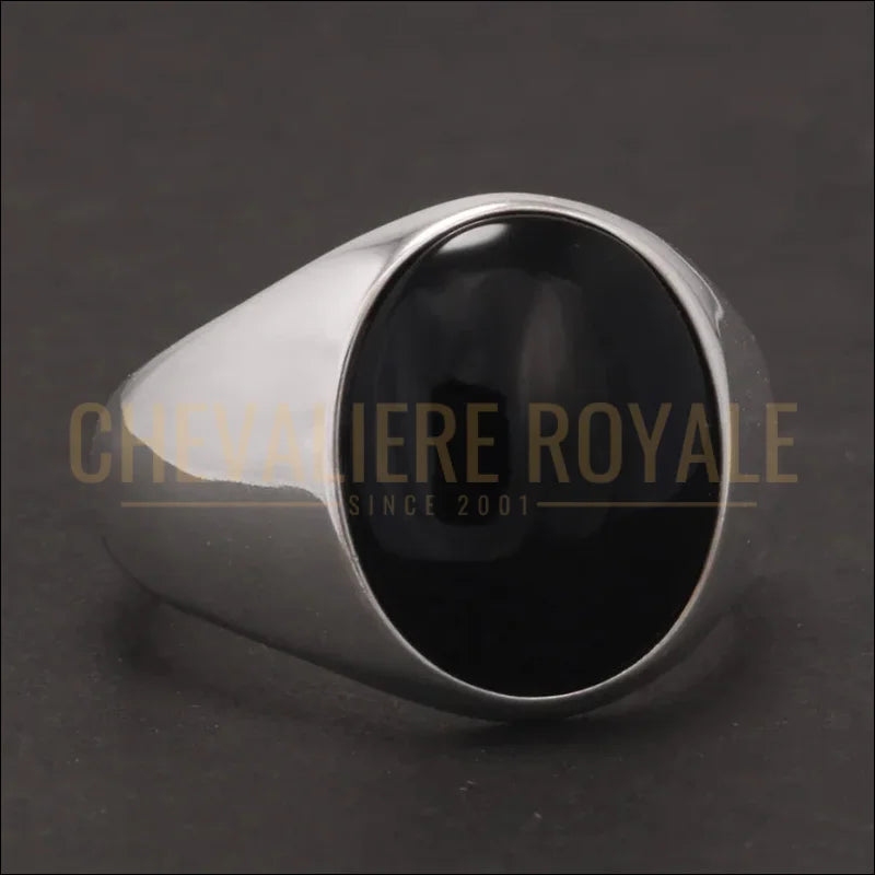 BAGUE-pierre-agate-noire-hommes-chevaliere-royale