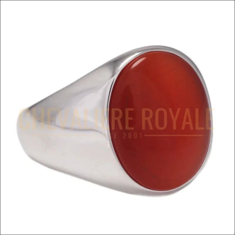 BAGUE-pierre-agate-rouge-pour-hommes-chevaliere-royale