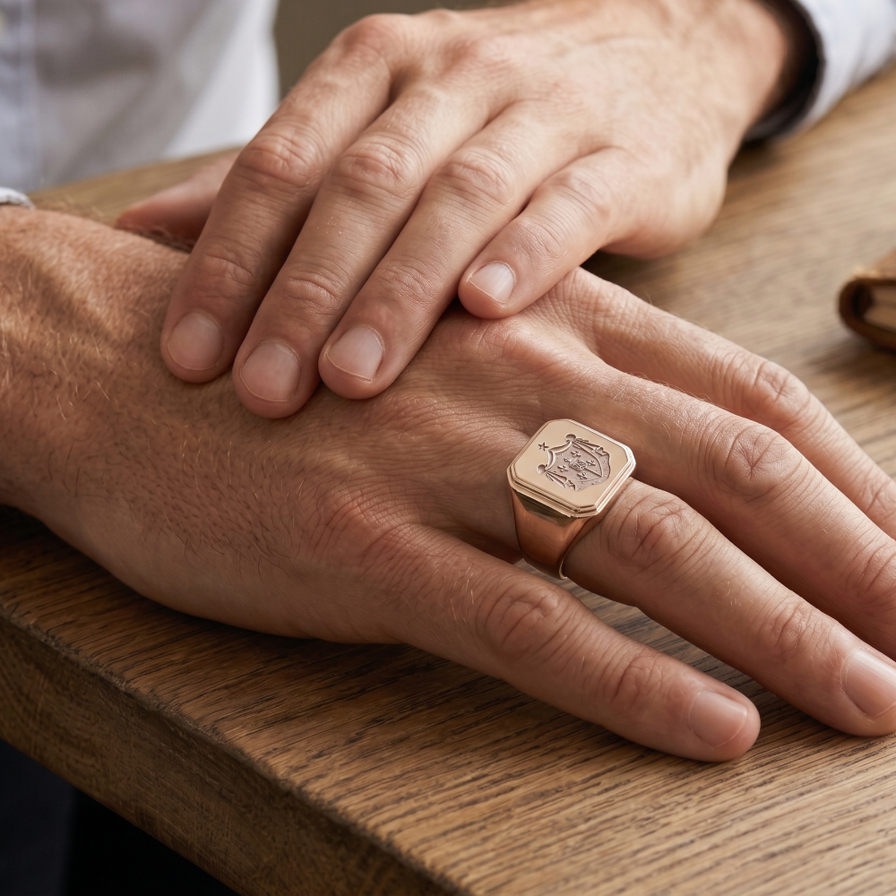 Chevalière Homme Or 18 Carats Personnalisée | Armoiries & Blason