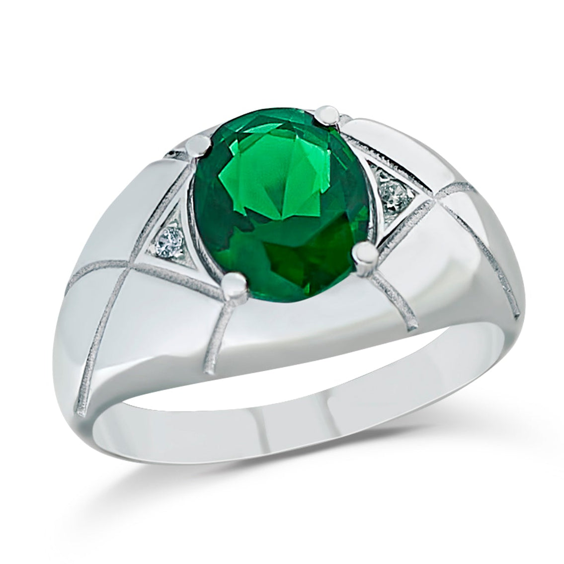 bague-homme-pierre-emraude-vert-argent-diamante-chevaliere-royale