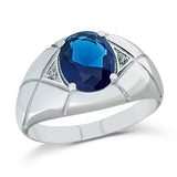 Bague Homme Saphir Bleu & Or Blanc