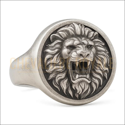 Bague-Homme-Tête-de-Lion–Argent Massif, Style Médiéval-Chevaliere-Royale