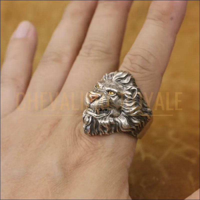 Bague lion argent massif pour homme – style viril & puissant