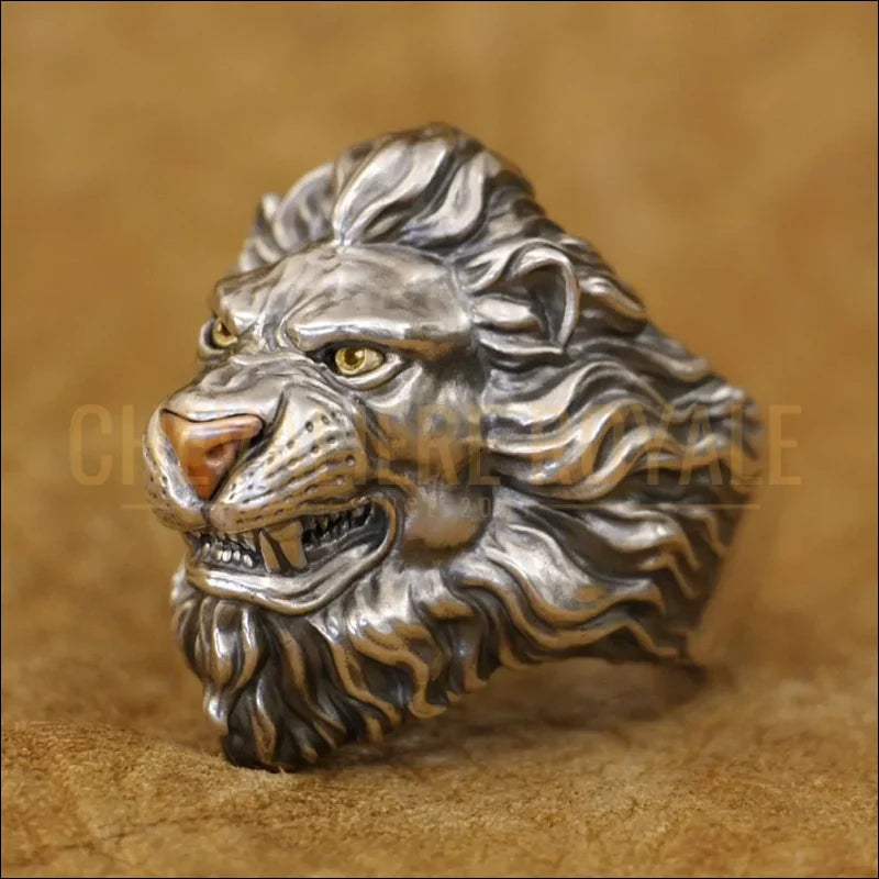 Bague Lion Argent Massif pour Homme – Style Viril & Puissant-chevaliere-royale-41