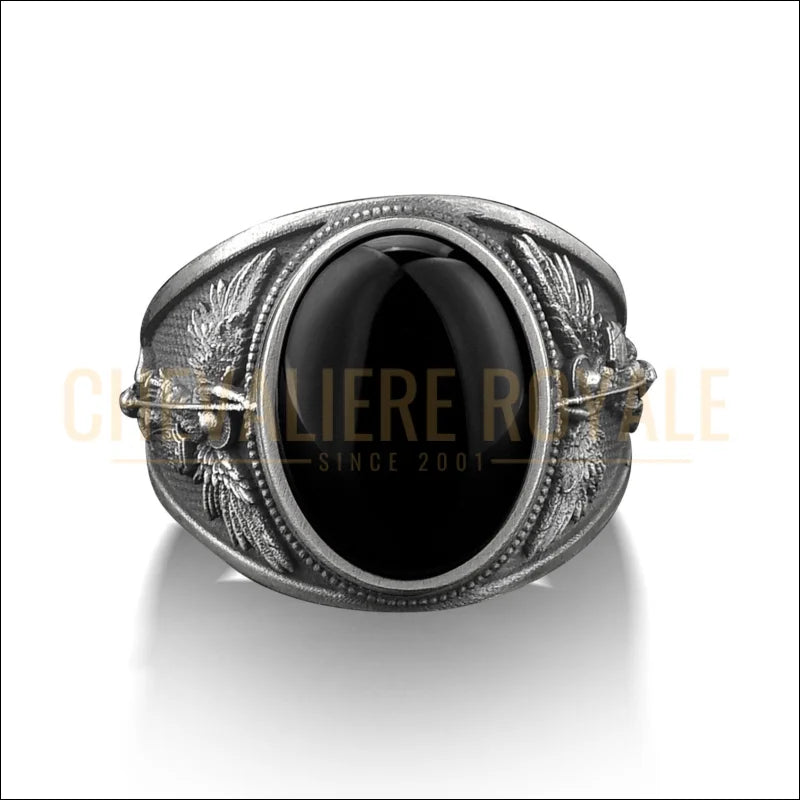 Bague Onyx Noir Archange Saint Michael-Chevaliere-Royale-82