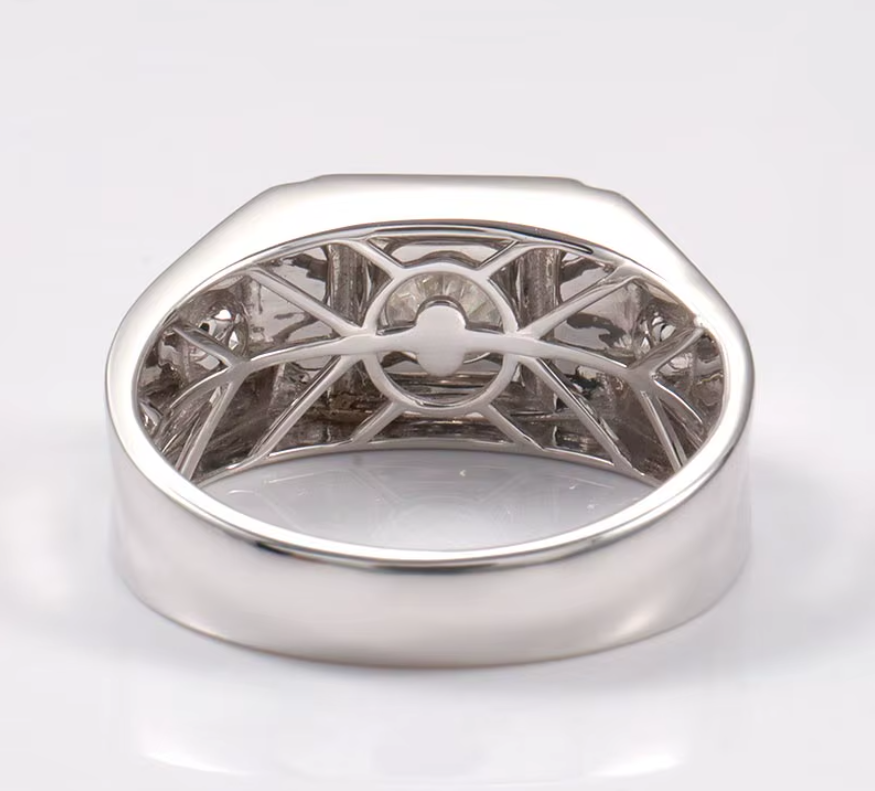 Bague de mariage homme en or 18K et Moissanite éclatante