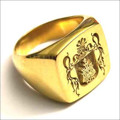 Bague personnalisée plaquée or de forme carrée 15x15