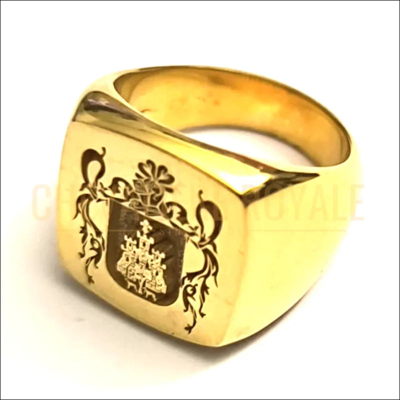 Bague personnalisée plaquée or de forme carrée 15x15