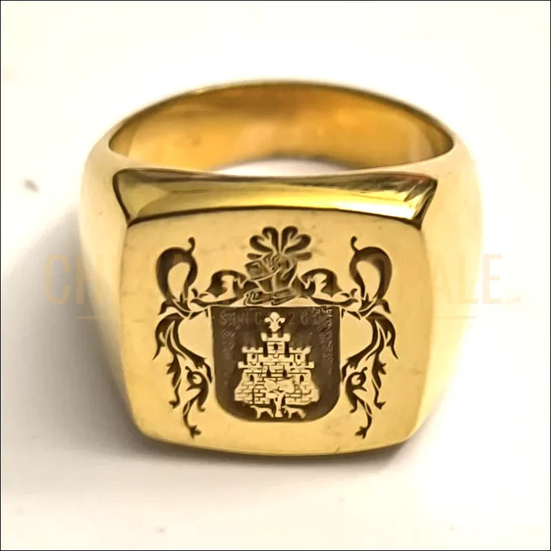 Bague personnalisée plaquée or de forme carrée 15x15