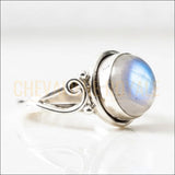 Bague Pierre de Lune Arc-en-ciel (8mm) – Argent – Intuition & Chance