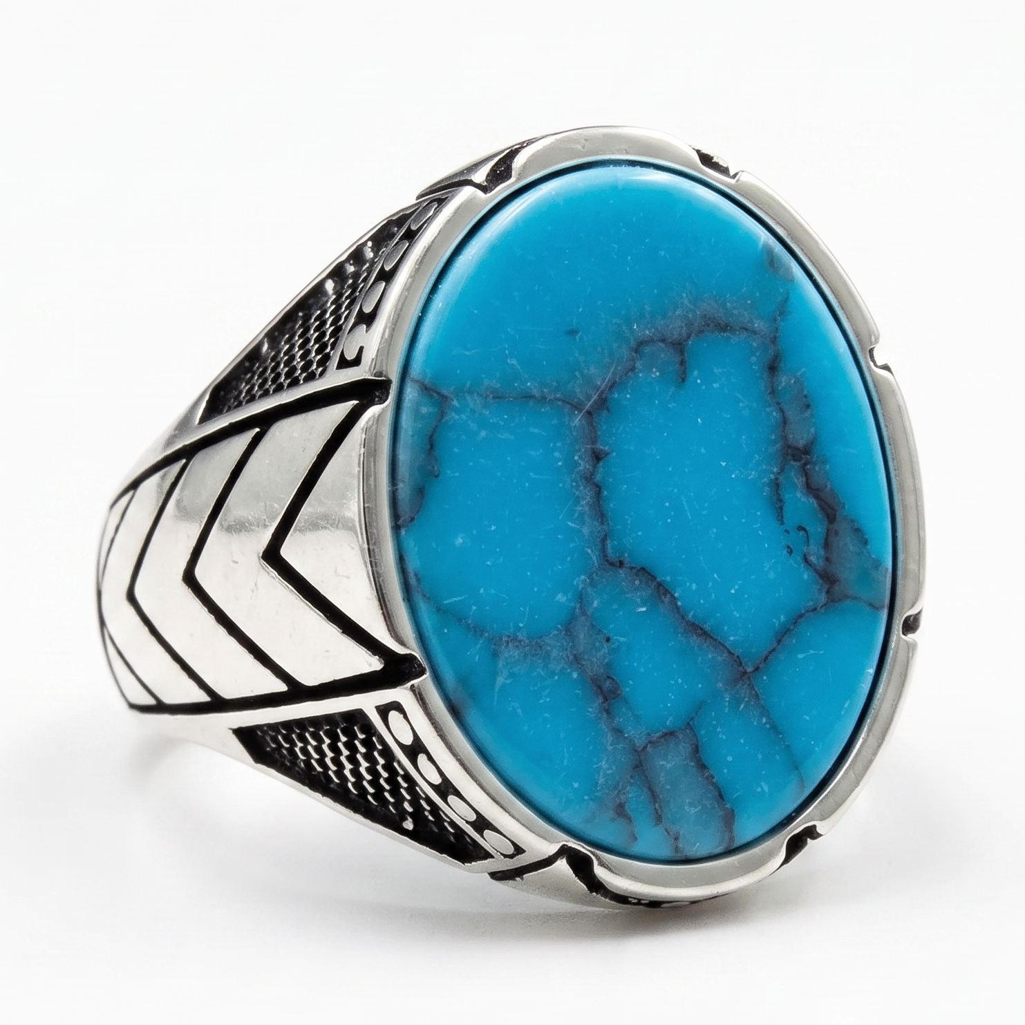 Bague pour Hommes Pierre Imposante Turquoise