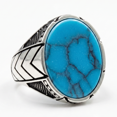 Bague pour Hommes Pierre Imposante Turquoise