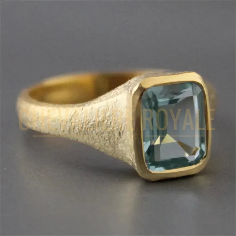 Bague Solitaire Aigue-Marine en Argent – Bague de Promesse Délicate