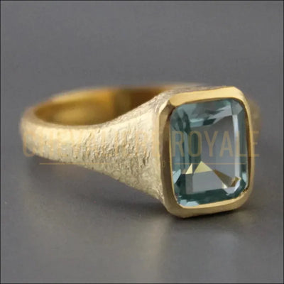 Bague Solitaire Aigue-Marine en Argent – Bague de Promesse Délicate