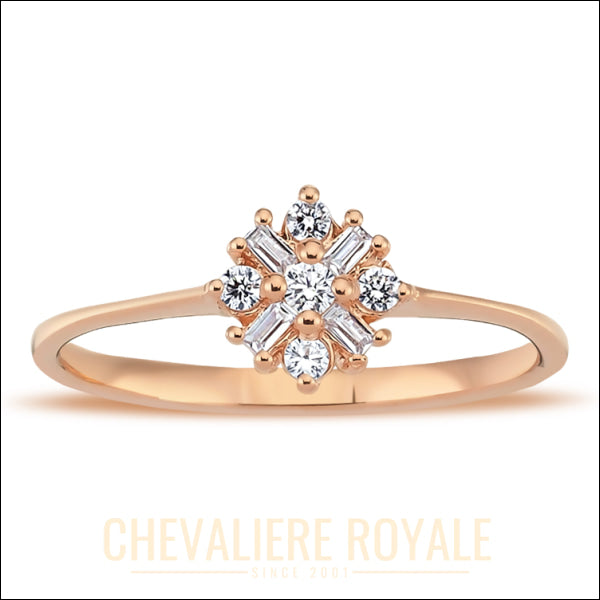 Bague de Promesse Or Rouge 14 Carats - Diamants Baguette-chevaliere-royale-2