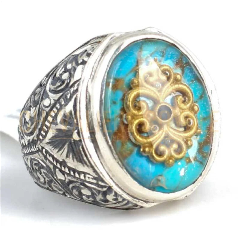 BAGUE-pour-hommes-pierre-turquoise-argent-massif-chevaliere-royale-15