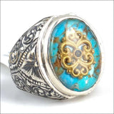 Bague Turquoise Argent - Chevalière Homme Élégante