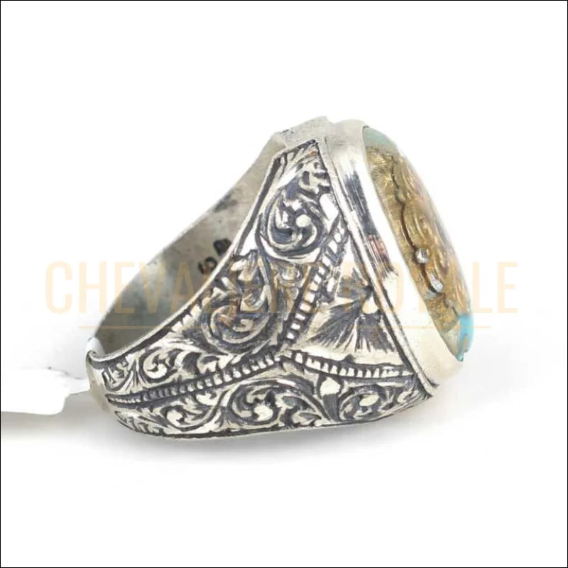 BAGUE-pour-hommes-pierre-turquoise-argent-massif-chevaliere-royale-145