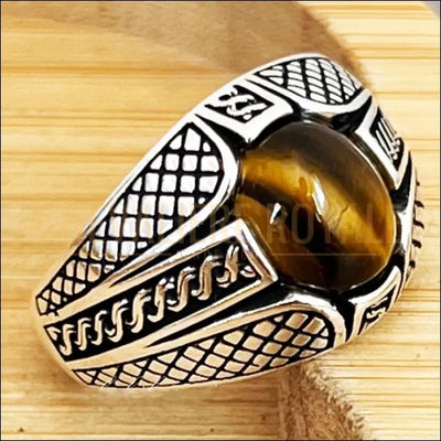 Bijou unique: chevalière homme en œil de tigre