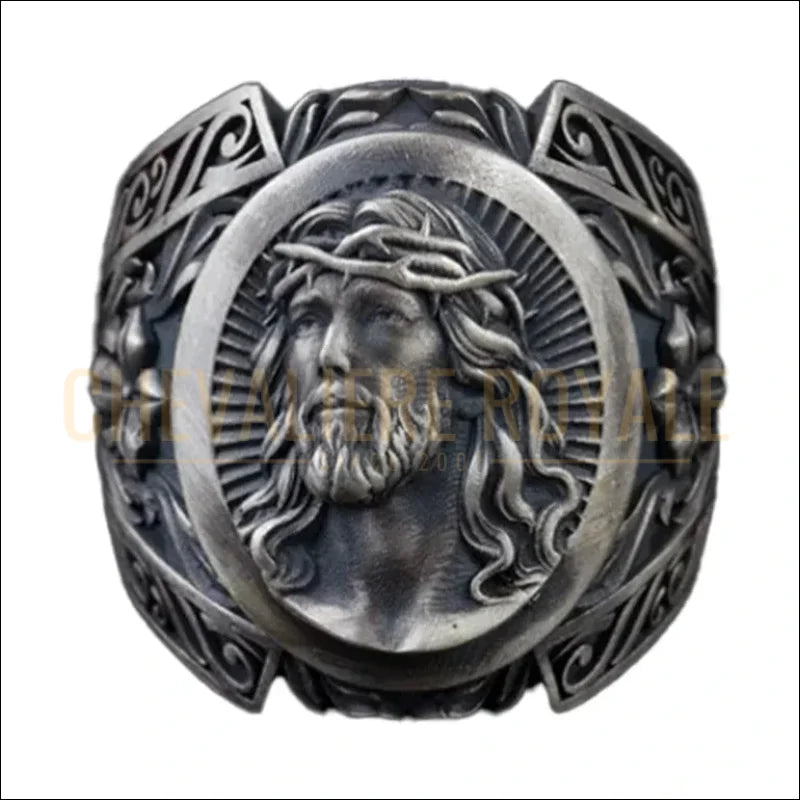 Chevalière Homme  - Visage de Jésus et Détails Croix-Chevaliere ROyale - 5