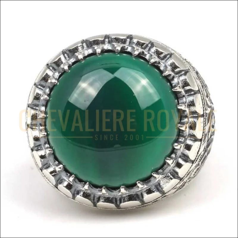 Chevalier-argent-massif-presen-agate-verte