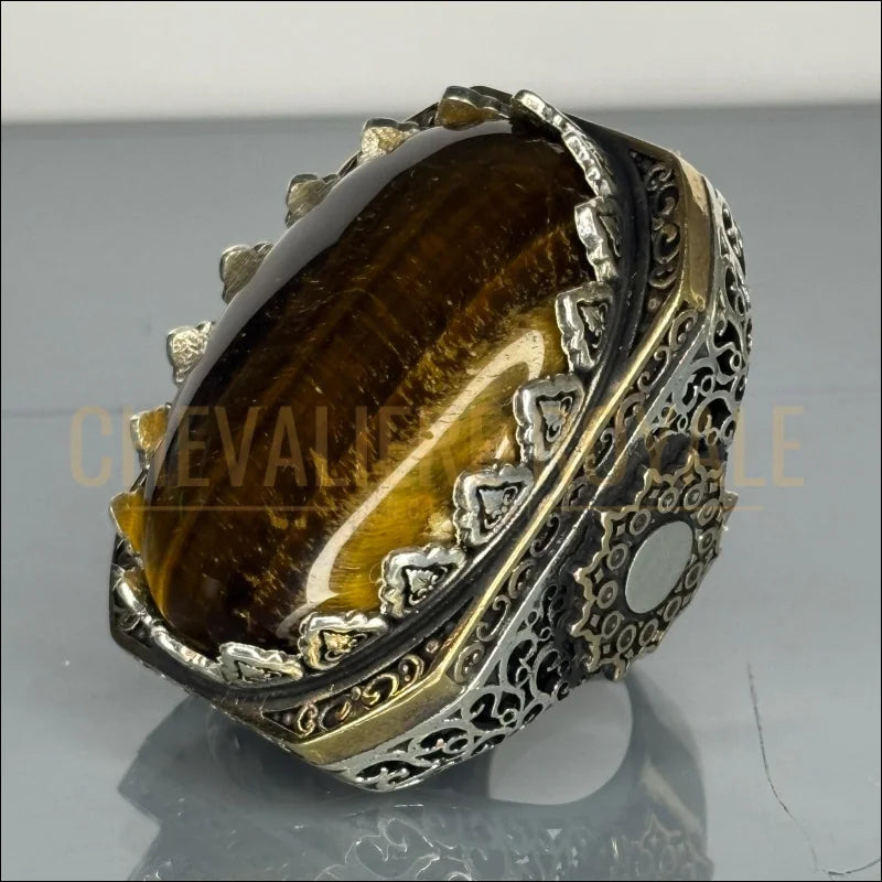 grosse-BAGUE-pierre-oeil-de-tigre-chevaliere-royale