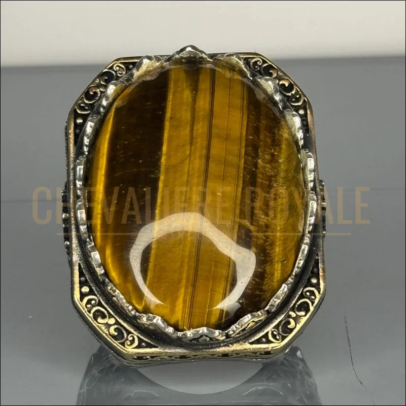 grosse-BAGUE-pierre-oeil-de-tigre-chevaliere-royale
