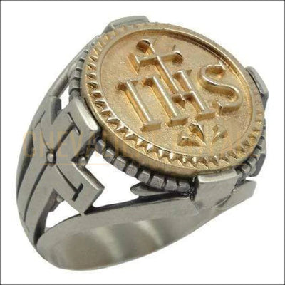 chevaliere or et argent religieuse IHS nom de jesus 