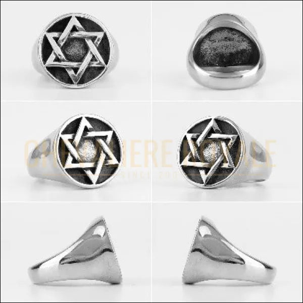 bague Chevalière hommes acier homme judaïsme hexagramme étoile de David